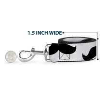 Load image into Gallery viewer, Dog Leash - Mustaches White/Black