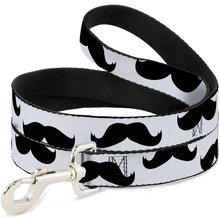 Load image into Gallery viewer, Dog Leash - Mustaches White/Black