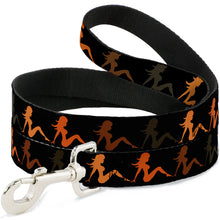Load image into Gallery viewer, Dog Leash - Mud Flap Girl Repeat Black/Orange Fade