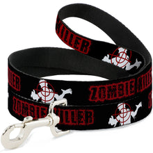Load image into Gallery viewer, Buckle-Down Dog Leash - ZOMBIE KILLER Zombie Target Black/White/Red