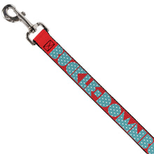 Load image into Gallery viewer, Dog Leash - BUCKLE-DOWN Shapes Red/Dot Turquoise/White