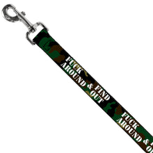 Load image into Gallery viewer, Dog Leash - FAFO FUCK AROUND &amp; FIND OUT Stencil Camo/White