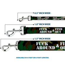 Load image into Gallery viewer, Dog Leash - FAFO FUCK AROUND &amp; FIND OUT Stencil Camo/White