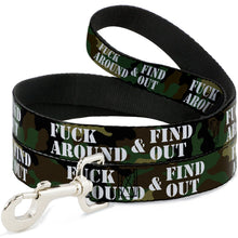 Load image into Gallery viewer, Dog Leash - FAFO FUCK AROUND &amp; FIND OUT Stencil Camo/White