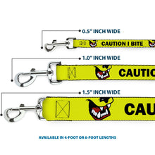 Load image into Gallery viewer, Dog Leash - Pet Quote CAUTION I BITE/Dog Growl Yellow/Black