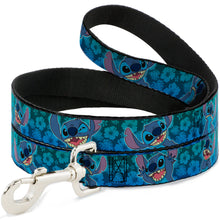Load image into Gallery viewer, Dog Leash - Stitch Expressions/Hibiscus Collage Green-Blue Fade