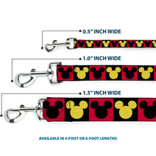 Load image into Gallery viewer, Dog Leash - Mickey Mouse Ears Icon Blocks Red/Black/Yellow