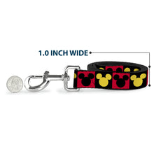 Load image into Gallery viewer, Dog Leash - Mickey Mouse Ears Icon Blocks Red/Black/Yellow