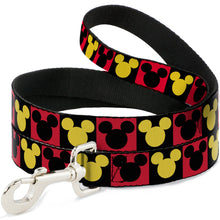 Load image into Gallery viewer, Dog Leash - Mickey Mouse Ears Icon Blocks Red/Black/Yellow