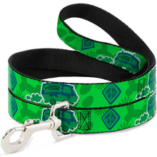 Load image into Gallery viewer, Dog Leash - Scooby Doo Mystery Machine/Dog Tag Collage Greens/Blues