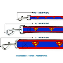 Load image into Gallery viewer, Dog Leash - Superman Shield/Stripe Red/Blue