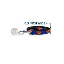 Load image into Gallery viewer, Dog Leash - DC League of Super-Pets Superman Shield Logo Blue/Red/Yellow