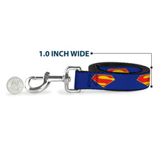 Load image into Gallery viewer, Dog Leash - DC League of Super-Pets Superman Shield Logo Blue/Red/Yellow