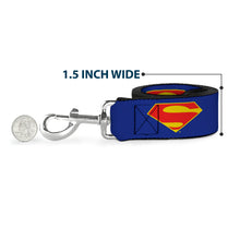 Load image into Gallery viewer, Dog Leash - DC League of Super-Pets Superman Shield Logo Blue/Red/Yellow