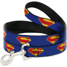 Load image into Gallery viewer, Dog Leash - DC League of Super-Pets Superman Shield Logo Blue/Red/Yellow