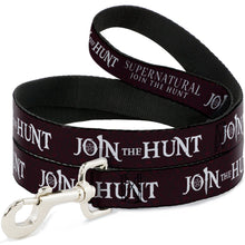 Load image into Gallery viewer, Dog Leash - Supernatural JOIN THE HUNT/Symbols Scattered Reds/White
