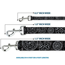 Load image into Gallery viewer, Dog Leash - Supernatural Devil's Trap Pentagrams Grays/Black/White