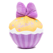 Load image into Gallery viewer, Dog Toy Squeaker Plush - Daisy Duck Script Cupcake with Pink Bow