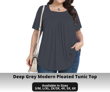 Load image into Gallery viewer, Preorder! Closes 10/30. ETA Jan. Deep Grey Modern Pleated Tunic Top