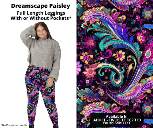 Preorder! Closes 10/31. ETA Jan. Dreamscape Paisley Full Length Leggings w/wo Pockets