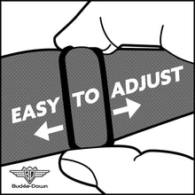 Load image into Gallery viewer, BD Wings Logo CLOSE-UP Full Color Black Silver Seatbelt Belt - Born to Raise Hell CLOSE-UP Black Webbing