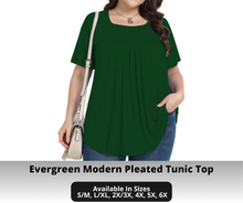 Load image into Gallery viewer, Preorder! Closes 10/30. ETA Jan. Evergreen Modern Pleated Tunic Top