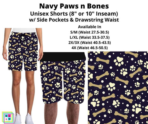 Navy Paws n Bones Unisex Shorts by ML&M!