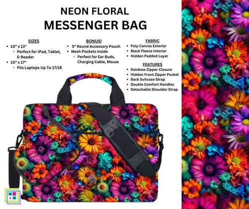 Neon Floral Messenger Bag by ML&M