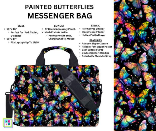 Painted Butterflies Messenger Bag by ML&M