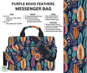 Purple Boho Feathers Messenger Bag by ML&M