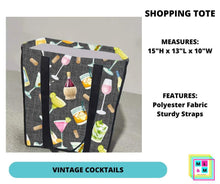 Load image into Gallery viewer, Vintage Cocktails Shopping Tote