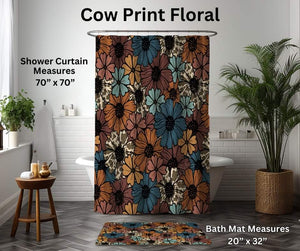 Cow Print Floral Custom Shower Curtain and/or Bath Mat by ML&M