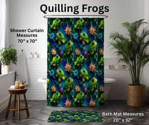 Quilling Frogs Custom Shower Curtain and/or Bath Mat by ML&M