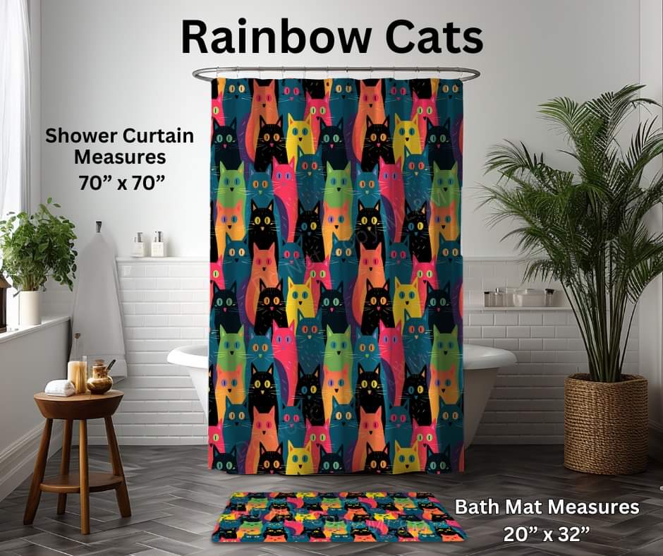 Rainbow Cats Custom Shower Curtain by ML&M