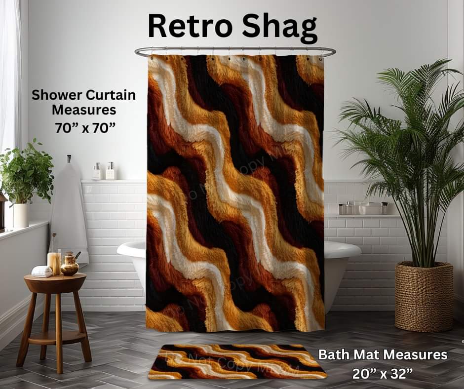 Retro Shag Custom Shower Curtain and/or Bath Mat by ML&M