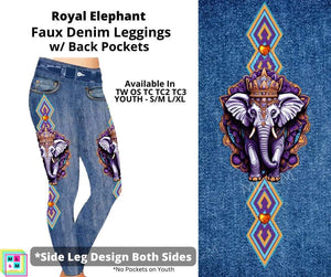 Royal Elephant Full Length Faux Denim w/ Side Leg Designs by ML&M