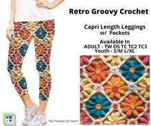 Load image into Gallery viewer, Retro Groovy Crochet Capri Length w/ Pockets