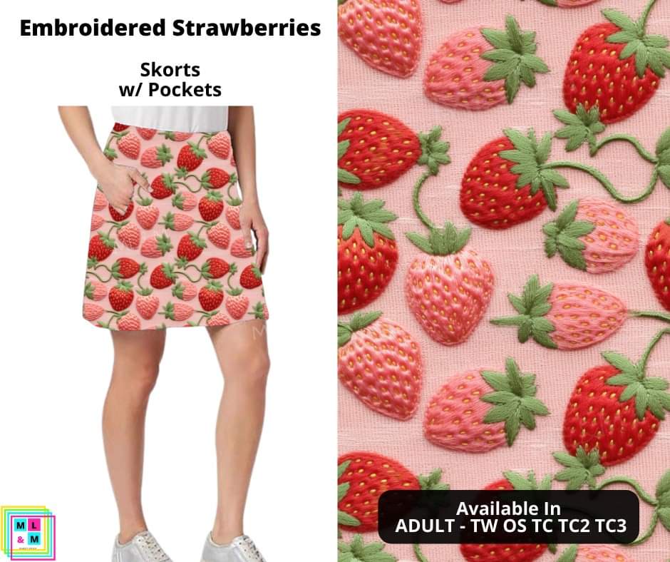 Embroidered Strawberries Skort by ML&M