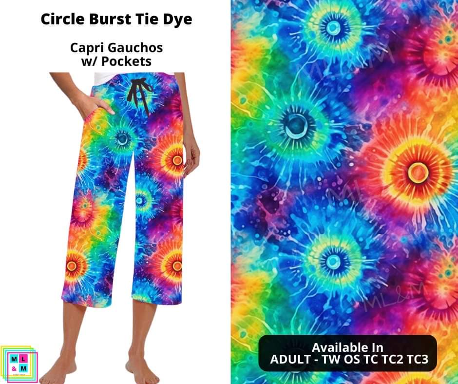 Circle Burst Tie Dye Capri Gauchos by ML&M