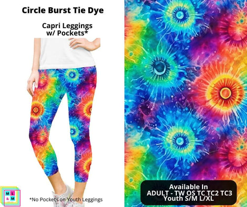 Circle Burst Tie Dye Capri Length w/ Pockets by ML&M