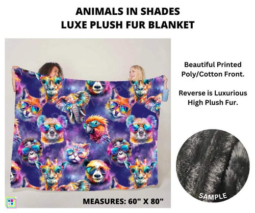 Animals in Shades Luxe Plush Fur Blanket by ML&M
