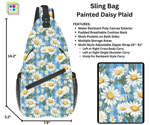 Painted Daisy Plaid Sling Bag by ML&M