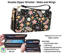 Load image into Gallery viewer, Webs &amp; Wings Double Zipper Wristlet