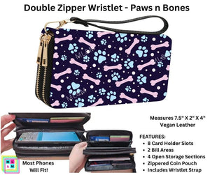Paws n Bones Double Zipper Wristlet by ML&M!