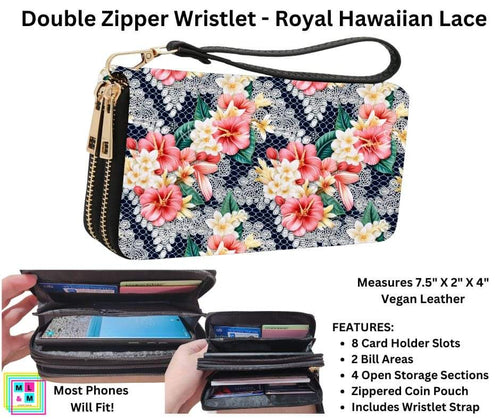 Royal Hawaiian Lace Double Zipper Wristlet by ML&M!