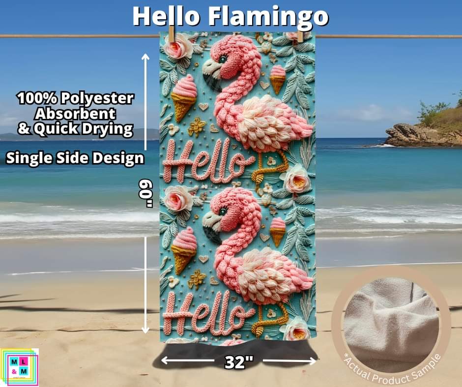 Hello Flamingo Towel by ML&M