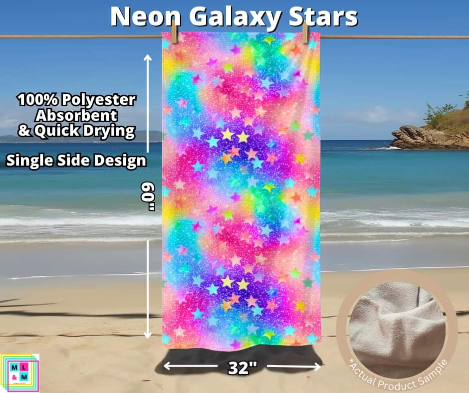 Neon Galaxy Stars Towel by ML&M