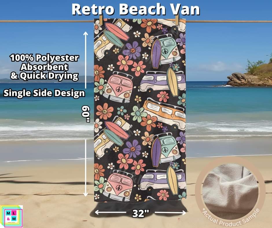 Retro Beach Van Towel by ML&M