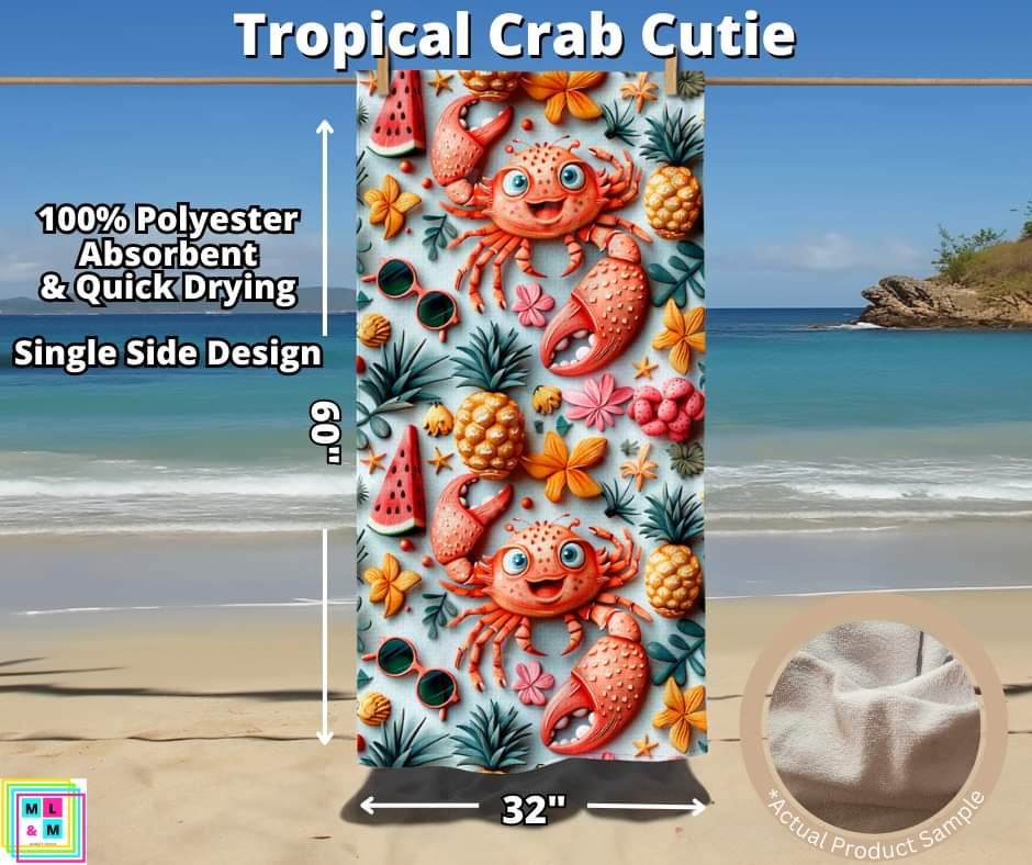 Tropical Crab Cutie Towel by ML&M