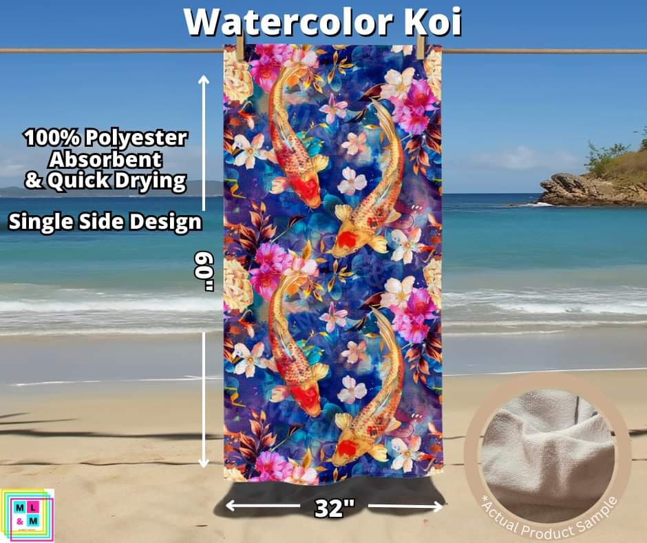 Watercolor Koi Towel by ML&M